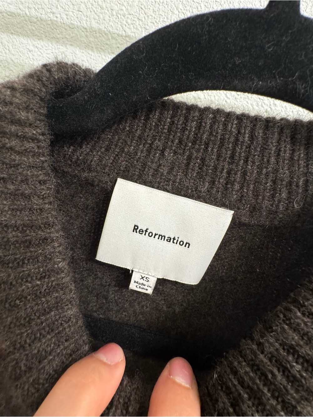 Reformation Calloway Dark Brown Wool Crewneck Sweater - Picture 8 of 10